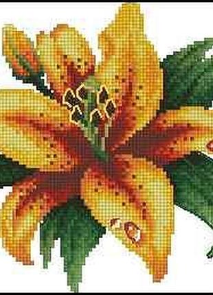 Набір для вишивання хрестиком. розмір: 14*14 см жовта лілія