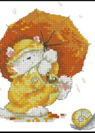 Набір для вишивання хрестиком. розмір: 11*11 см квітневий кіт