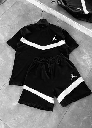 Чоловічий спортивний комплект jordan на літо у чорно-білому кольорі premium якості, стильний та зручний комплект на кожен день