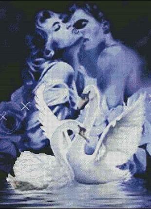 Набір для вишивання хрестиком. розмір: 48*41 см з лебедями