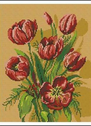 Набор для вышивки крестиком. размер: 19*25 см тюльпаны на желтом фоне