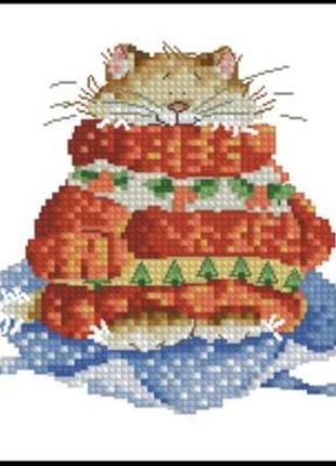 Набір для вишивання хрестиком. розмір: 11*11 см грудневий кіт