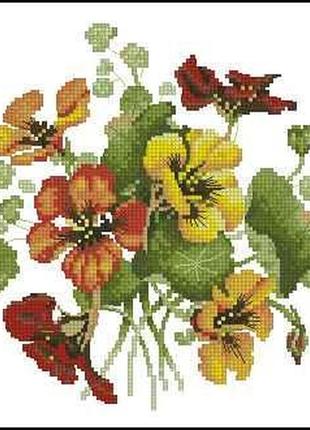 Набор для вышивки крестиком. размер: 18*18 см настурция
