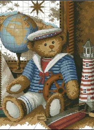 Набір для вишивання хрестиком. розмір: 24*27 см ведмедик моряк