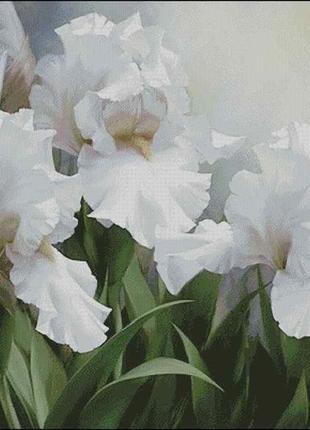 Набор для вышивки крестиком. размер: 95*64 см белые ирисы