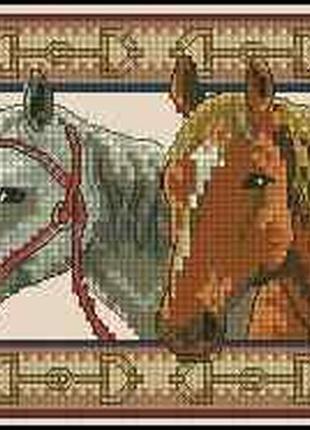 Набір для вишивання хрестиком. розмір: 14*10 см пара коней