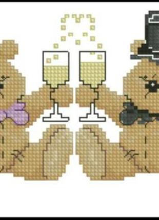 Набір для вишивання хрестиком. розмір: 16*10 см весільні ведмедики