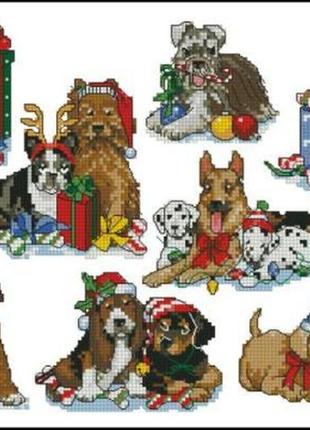 Набор для вышивки крестиком. размер: 26*19 см праздничные псы