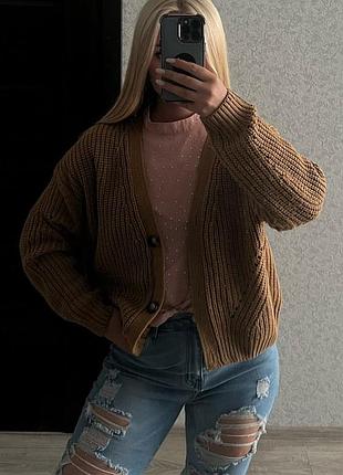 Стильный трендовый вязаный кардиган джемпер new look