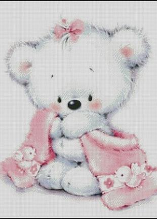 Набір для вишивання хрестиком. розмір:  37*37 см дівчинка ведмедик