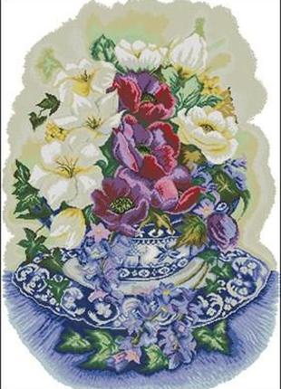 Набір для вишивання хрестиком. розмір: 43*61 композиція з квітами