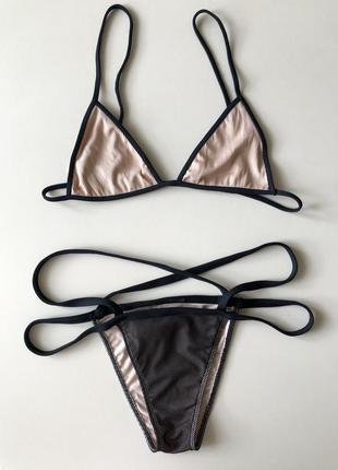 Usa nasty gal контурный купальник раздельный мини-бикини телесный купальник в сетку стильный