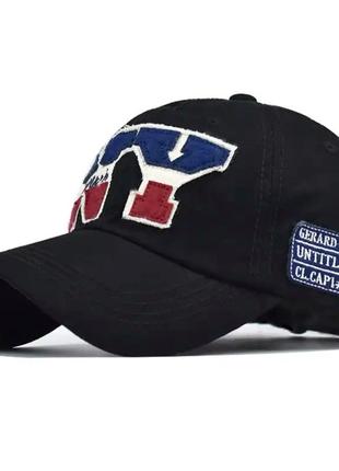 Кепка бейсболка ny (new york,26-йорк) с изогнутым козырьком черный, унисекс wuke one size