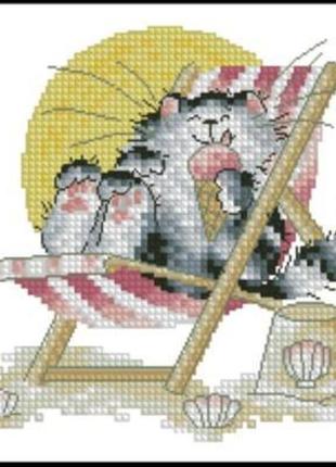 Набір для вишивання хрестиком. розмір: 11*11 см серпневий кіт