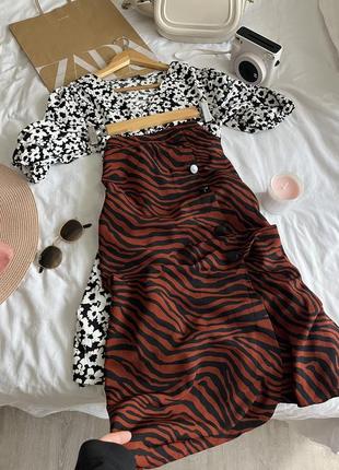 Спідниця довжини міді в тигровий леопардовий принт primark