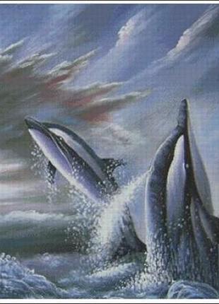 Набір для вишивки хрестиком. розмір:  71*55 см дельфіни