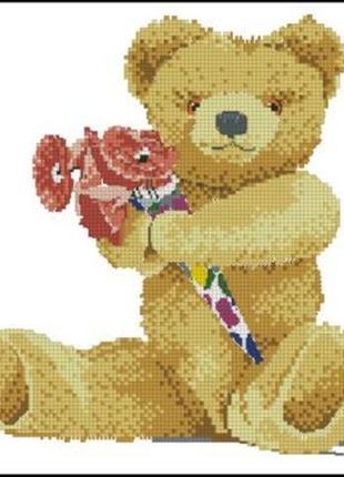 Набір для вишивання хрестиком. розмір: 16*19 см ведмедик з букетом