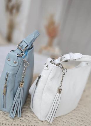 Шкіряна сумка білого кольору