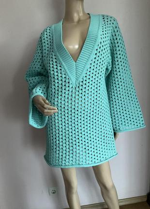 Ажурный удлиненный свитер- оверсайз/s/brend h&amp;m состояние нового