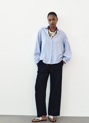 Смугаста сорочка з льоном