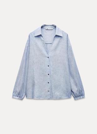 Смугаста сорочка з льоном3 фото