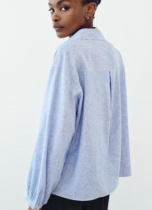 Смугаста сорочка з льоном4 фото