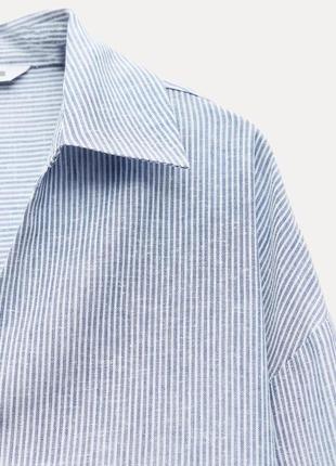 Смугаста сорочка з льоном7 фото