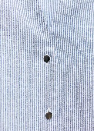 Смугаста сорочка з льоном8 фото