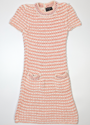 Платье chanel made in italy 36 розовое белое luxury premium