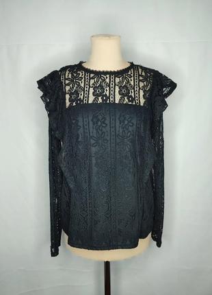 Топ, блуза черная, французское кружево