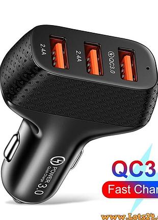 Зарядное устройство для телефона от прикуривателя автомобиля qc3.0 usb зарядка для смартфона в авто