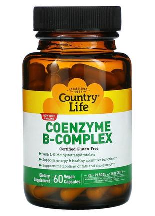 Комплекс витаминов группы b country life coenzyme b-complex для поддержания энергии 60 веганских кап