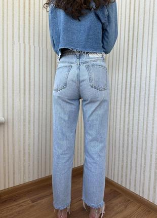 Прямі укорочені джинси zara висока посадка4 фото