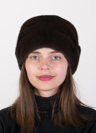 Женская зимняя теплая меховая норковая шапка кубанка