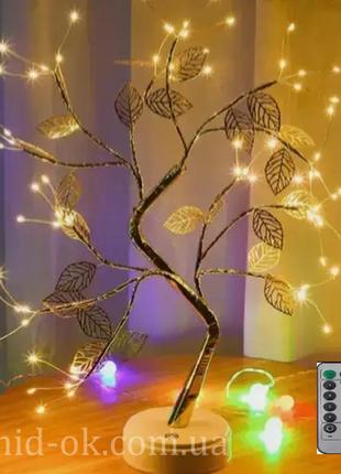 Светильник денежное дерево пульт теплая белая led-подсветка золотые ветви и листья 8 режимов usb диммер7 фото