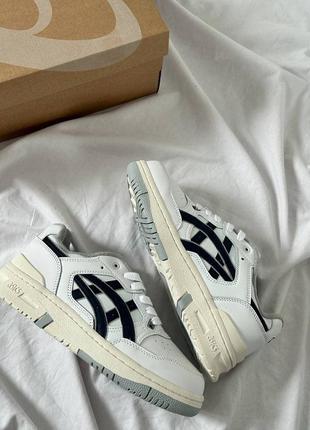Кожаные кроссовки asics ex89 white black beige