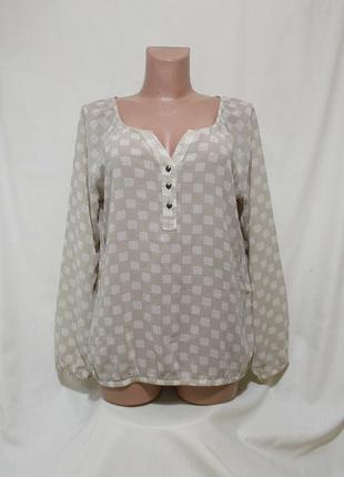 Нова блуза тонка бежева сніжинки oversize 'comma' 46-48р