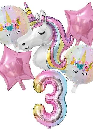 Набор шариков 3 года (единорог)