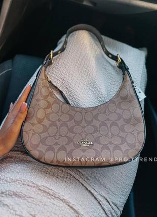 Сумка coach багет, кожаная сумка coach hobo