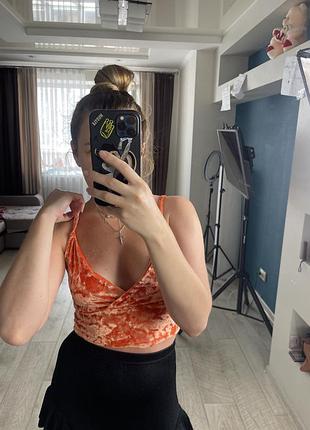 Бархатный топ оранжевый 🍊