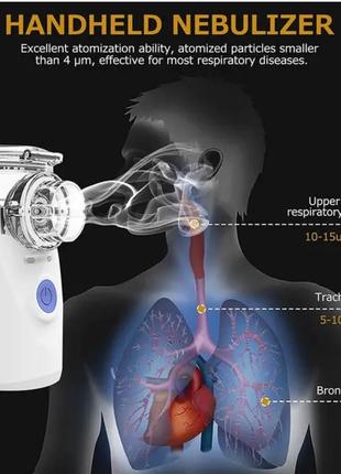 Для дітей і дорослих інгалятор небулайзер mesh nebulizer ym-252 100 khz портативний білий4 фото