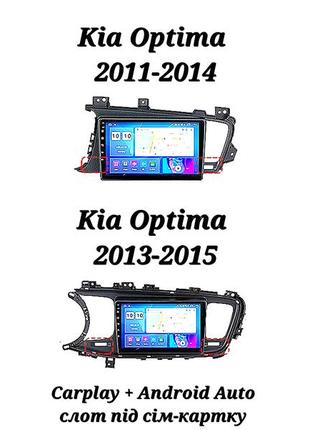 Магнітола android kia optima, 8/128, 8 ядер, carplay, слот під сім-картку + рамка!