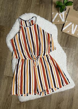 Бавовняний комбінезон у смужку bershka