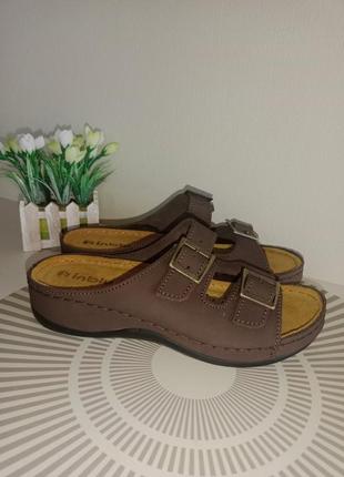 Жіночі шкіряні  шльопаньці капці сабо зручні легкі комфортні.inblu