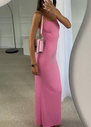 Базовое однотонное новое летнее вечернее обтягивающее облегающее длинное платье миди макси на бретельках🔥 коричневая, серая, графит, графитовая, черная, розовая