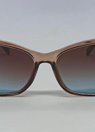 Окуляри в стилі prada жіночі сонцезахисні коричнево синій градієнт в бежевій прозорій оправі2 фото