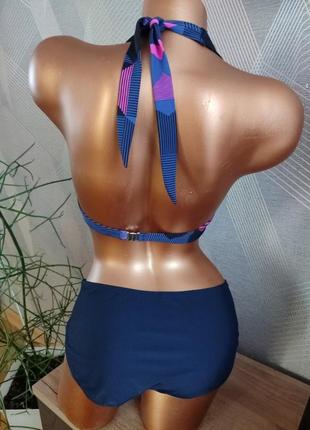 Красивый купальник с ярким лифом балконет и плавками на высокой посадке6 фото