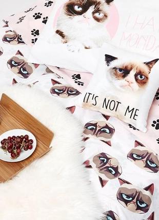 Наволочка з котом grumpy cat двостороння