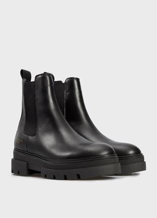Tommy hilfiger женские черные кожаные челси monochromatic