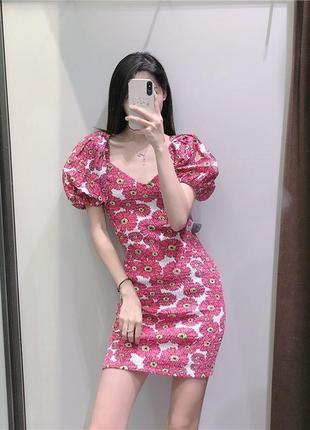 Платье с пышным рукавом фонарик платья zara зар платье с пышным рукавом новое